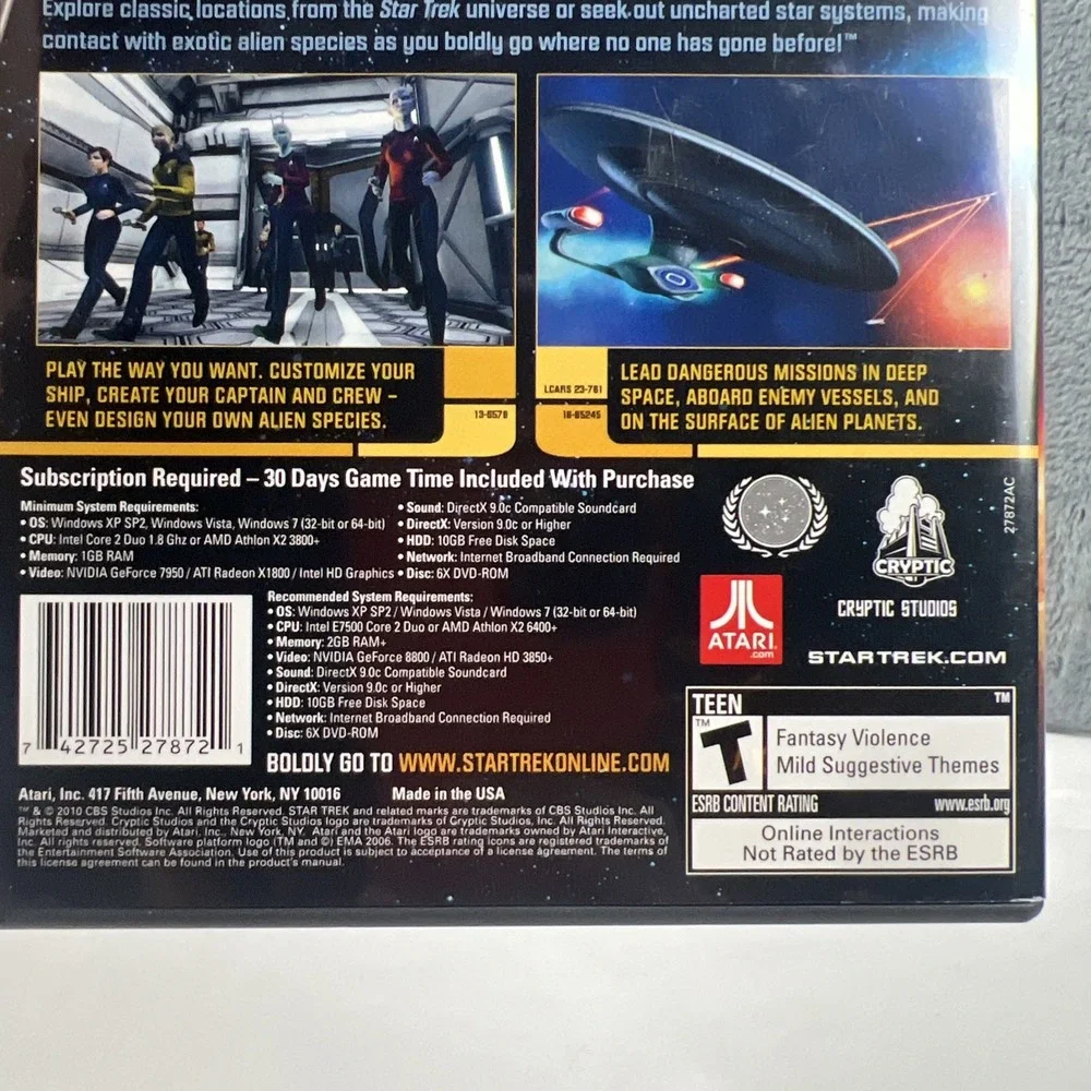 Star Trek‎ Online (PC, 2010) Complete With Manuals! VG+